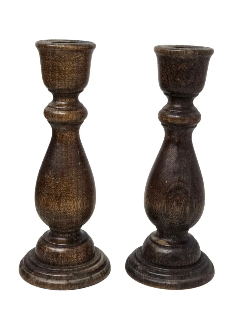 Vintage Wooden Candle Holders Set Of 2 MCM Taper Basketville Putney Vermont